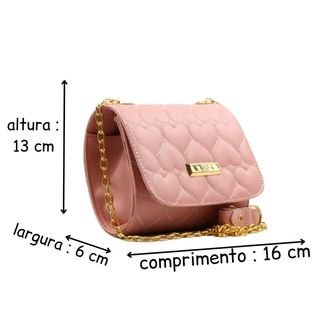 Bolsa Pequena Tiracolo Com Alça Em Corrente Bordado Em Coração De Alta Costura E Metais Reforçados Rosa