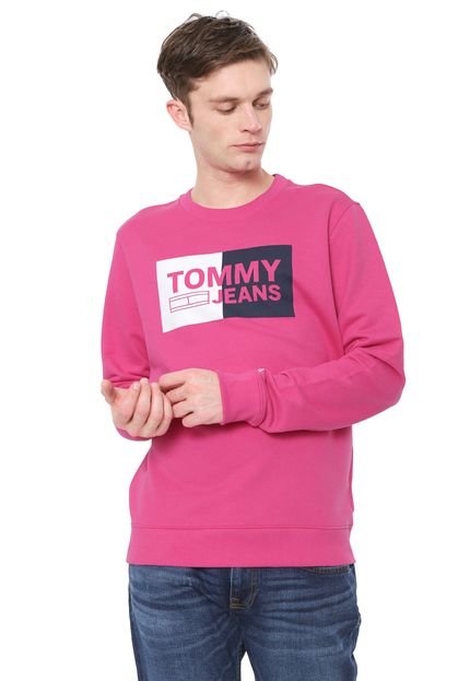 Moletom Fechado Tommy Jeans Essential Logo Rosa - Marca Tommy Jeans