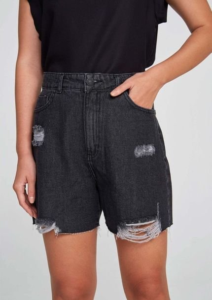 Shorts Hering Jeans Cintura Alta PRETO - Marca Hering