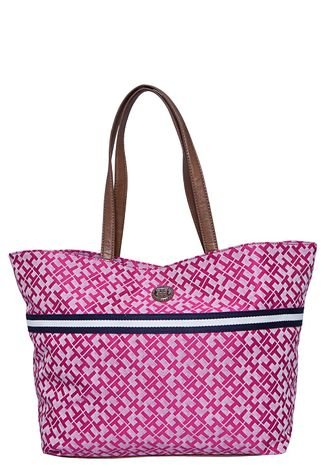 Bolsa Tommy Hilfiger Web Loop Xbody Geo Rosa - Compre Agora