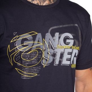 Camiseta Masculina Gangster Manga Curta Superior Preto
