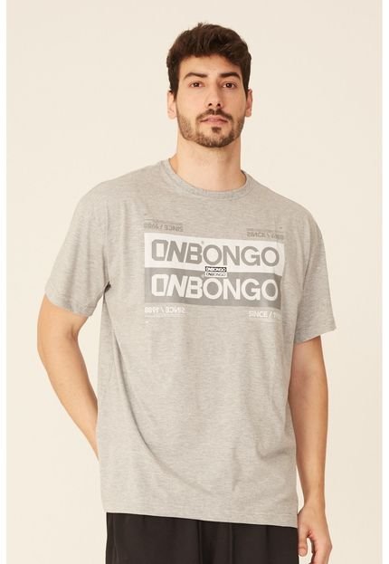 Camiseta Onbongo Plus Size Estampada Box Logo Cinza Mescla - Marca Onbongo