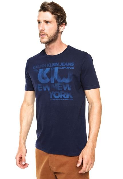 Camiseta Calvin Klein Jeans Estampa Jateada Azul - Marca Calvin Klein Jeans