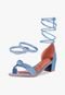 Sandália Feminina Salto Quadrado Grosso Bloco Baixo tira Laço Nó Verniz Confortável Sapato Festa elegante Azul - Marca TAKATA BY RAFAEL TAKATA