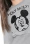 Moletom Flanelado Cropped Fechado Cativa Disney Mickey Cinza - Marca Cativa Disney
