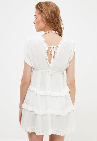 Vestido Trendyol Collection Curto Babado Branco - Compre Agora