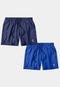 Kit 2 Shorts Resina Praia Bermuda Tactel Masculino Liso Lisa Básico Mauricinho 2 Bolsos Azul - Marca Resina