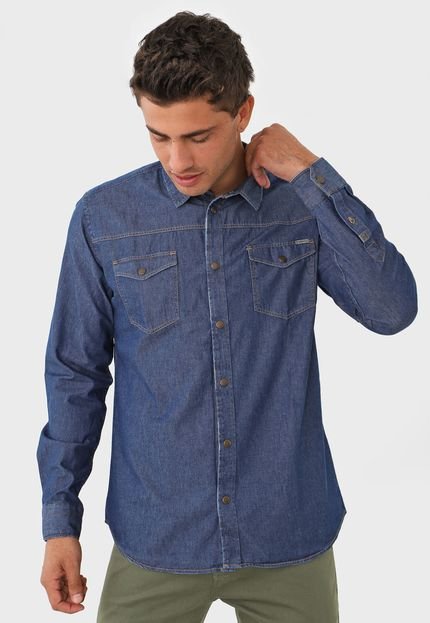 Camisa Jeans Reserva Reta Bolsos Azul - Marca Reserva