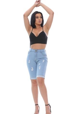 Bermuda com elastano meia coxa four one jeans clara feminina verao -  Paragrapho Modas - Especializada em Moda Feminina Casual e Festas - As  Melhores Marcas Estão Aqui