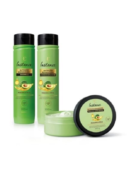 Combo Instance Abacate e Oliva Eudora: Shampoo 300ml   Condicionador 300ml   Máscara Capilar 200g - Marca Eudora