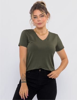 Camiseta Gola V - Verde Militar - Perfit