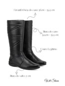 Bota Feminina Montaria Cano Alto Rateira Sem Salto Couro Preto - Marca Wit Shoes