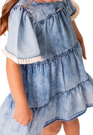 Vestido Malha Jeans Infantil Vigat 2 Azul