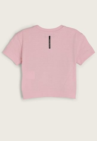 Camiseta Infantil Calvin Klein Kids Logo Full Rosa