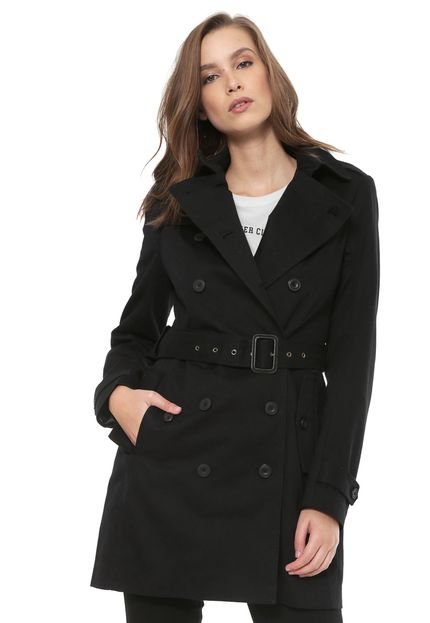 Casaco Trench Coat Sarja Ellus Twill Preto - Marca Ellus