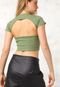 Blusa Cropped Canelada Forever 21 Cut Out Verde - Marca Forever 21