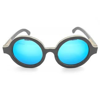 Óculos de Sol Leaf em Madeira - Layla Black/46 - Lente Azul Espelhado