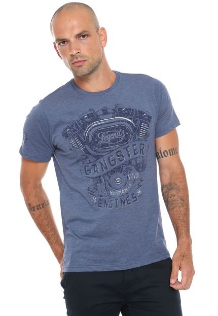 Camiseta Gangster Lettering Azul - Marca Gangster
