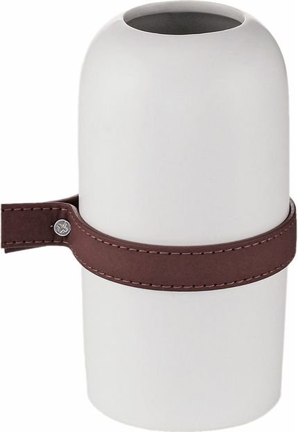 Vaso Cerâmica Capsule Leather Handle B Branco - Marca Urban