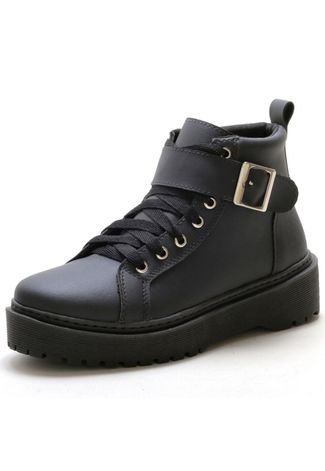 Bota Coturno DAFITI SHOES Fivela Preta - Compre Agora