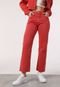 Calça Cropped Sarja Calvin Klein Jeans Reta Color Vermelha - Marca Calvin Klein Jeans