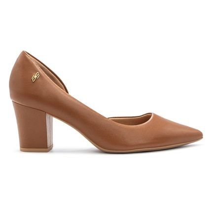 Scarpin Usaflex Feminino Em Couro Salto Bloco Bico Fino Detalhe Costura AL4105 - Marca Usaflex