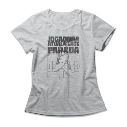 Camiseta Feminina Jogadora Atualmente Parada - Mescla Cinza - Marca Studio Geek 
