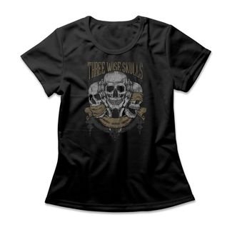 Camiseta Feminina Three Wise Skulls - Preto