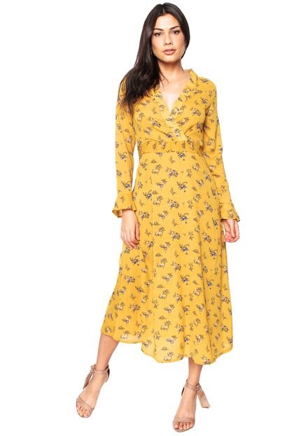Vestido For Why Midi Floral Amarelo - Marca For Why
