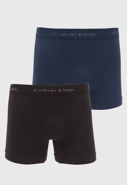 Kit 2pçs Cueca Calvin Klein Underwear Boxer Lisa Azul - Marca Calvin Klein Underwear