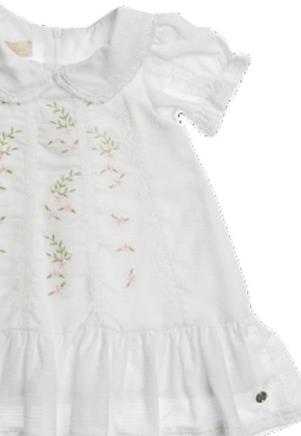 Vestido Manga Curta Branco Infantil Anjos Baby 1 Branco - Marca Anjos Baby