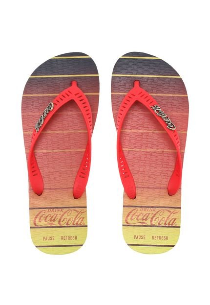 Chinelo Coca Cola Shoes Listras Vermelho - Marca Coca Cola Shoes