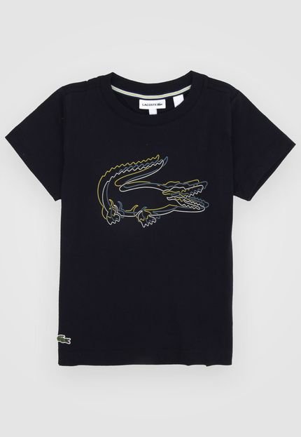 Camiseta Lacoste Kids Infantil Logo Glitch Azul-Marinho - Marca Lacoste Kids