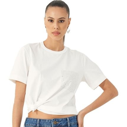 Camiseta Colcci Aplicação OU23 Off White Feminino - Marca Colcci