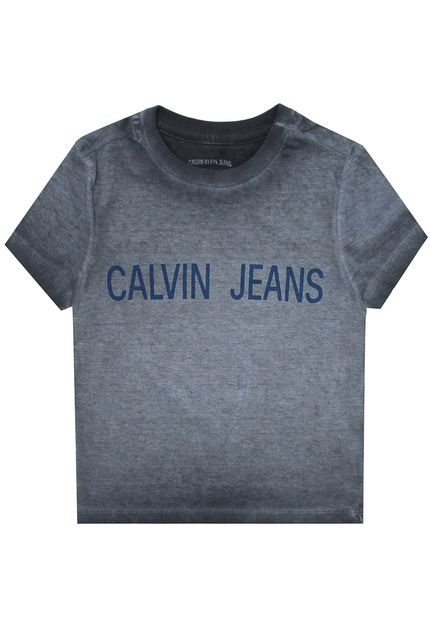 Camiseta Calvin Klein Kids Menino Escrita Azul - Marca Calvin Klein Kids