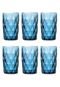 Kit Copos 6 Pçs Altos De Vidro Diamond Azul 330Ml Lyor - Marca Lyor