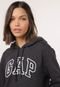 Blusa de Moletom Flanelada Fechada GAP Logo Bordado Grafite - Marca GAP