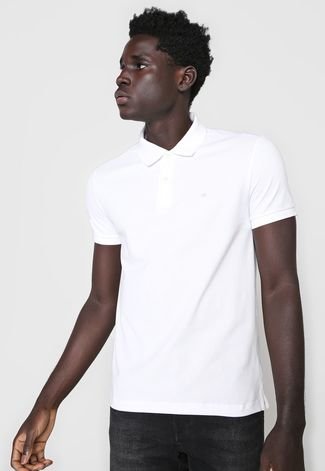 Camisa Polo Calvin Klein Slim Logo Branca