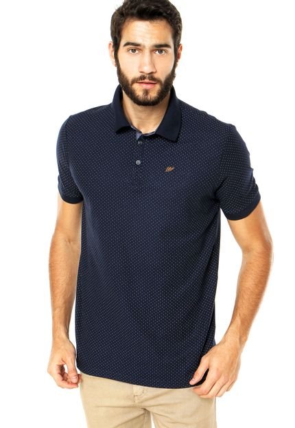 Camisa Polo Ellus Piquet Pois Azul - Marca Ellus