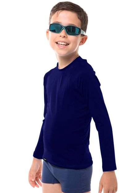 Camiseta Infantil Proteção Solar Uv50 Manga Longa Light - Slim Fitness Azul Marinho - Marca Slim Fitness