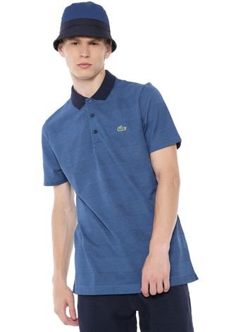 Camisa Polo Lacoste Reta Padronagem Azul