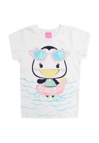 Camiseta Kamylus Infantil Pinguim Branca