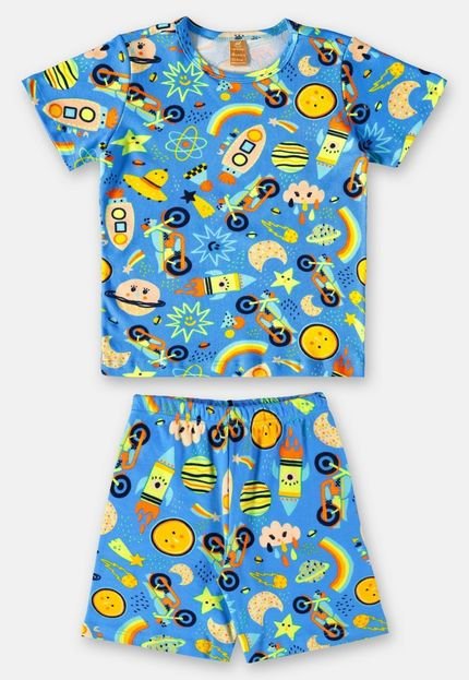 Pijama Curto Infantil Masculino Up Baby Azul - Marca Up Baby