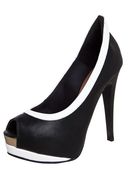 Peep Toe Crysalis Meia-Pata e Decote Vivo Preto - Marca Crysalis