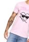 Camiseta Unissex Blind Love Manga Curta Bengal Hearts Rosa - Marca Approve
