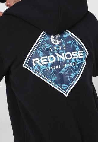 Blusa de Moletom Flanelada Aberta Red Nose Logo Preta