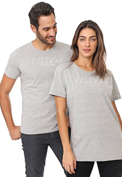 Camiseta Colcci No Gender Lettering Cinza - Marca Colcci