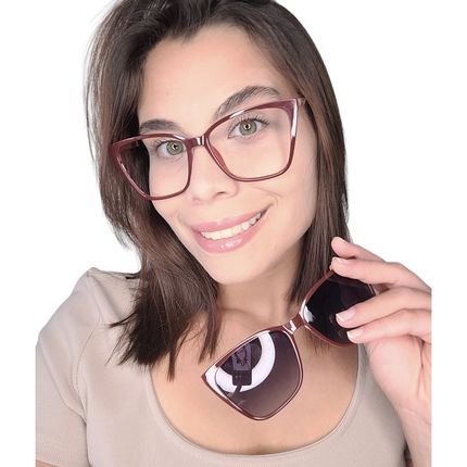 Óculos Clipon Sol Armação Feminino Quadrada 2 em 1 Colômbia - Marca Palas Eyewear