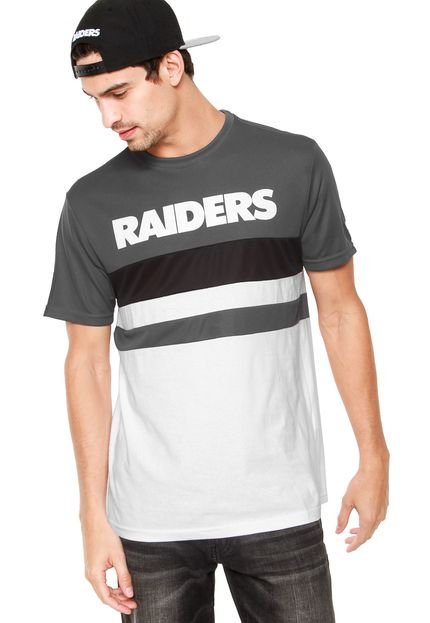 Camiseta New Era Stroke Oakland Raider Cinza/Branca - Marca New Era