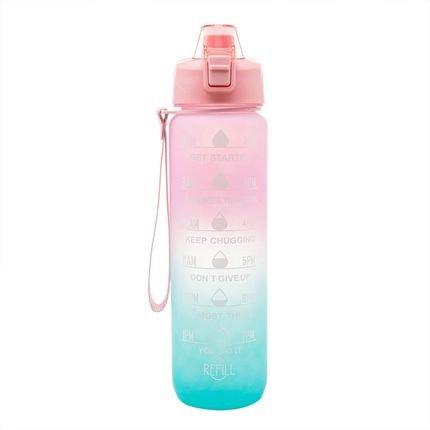 Garrafa Squeeze Motivacional para água 1L com marcadores degradê Rosa e Azul - Lyor - Marca Lyor